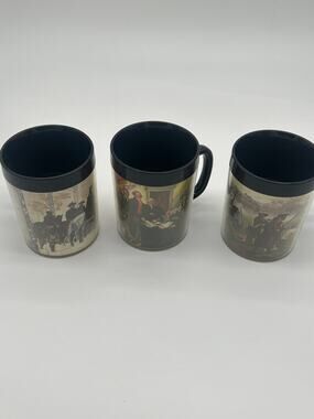 Vintage Thermo-Serv West Bend Mug Set of 3 Colonial History Valley Forge USA